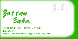 zoltan baba business card