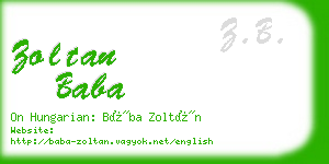 zoltan baba business card